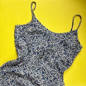 Vintage 90s Blue Floral Babydoll Dress